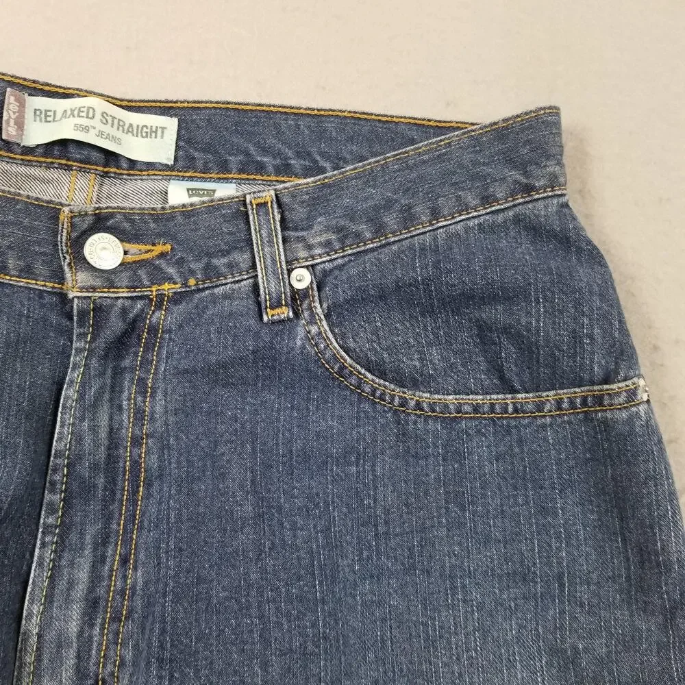 Levis 559 Relaxed Straight Jeans Mens 34x32 Blue Medium Wash 100% Cotton Denim‎